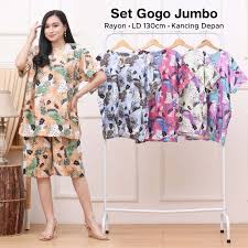 STELAN CELANA PENDEK RAYON JUMBO//KEKININ TERBARU//ONE SET BUSUI//ONE SET DEWASA