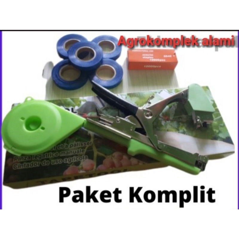Tapetool Tape tool Alat Pengikat Lanjaran Tanaman  (Paket KOMPLIT 1 Tepetool 5 Pita 1 box Staples)