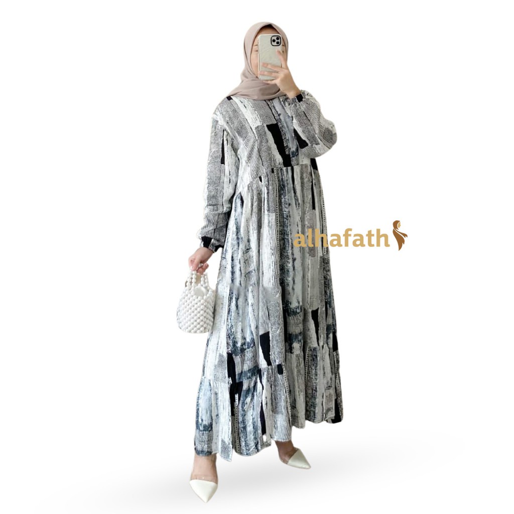 MIDI DRESS KATUN RAYON LD 110 cm MOTIF PREMIUM LONG TUNIK DRESS JUMBO SANSO SABRINA LUCIO TERBARU