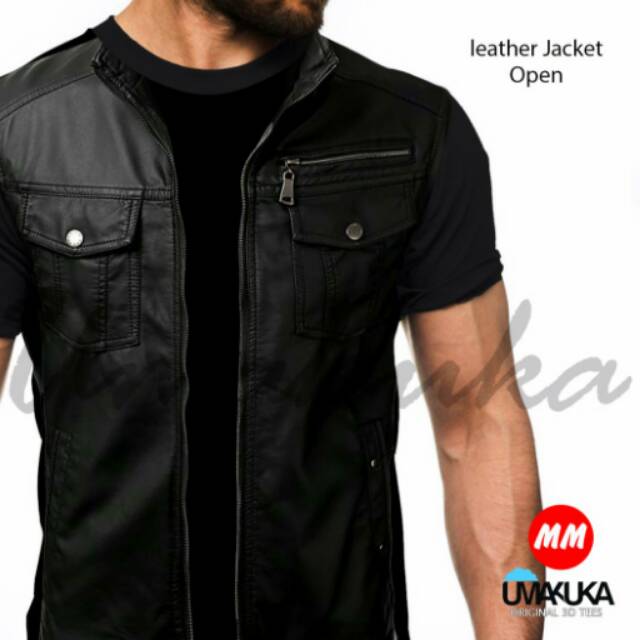 Kaos full print 3D Leather Open jaket