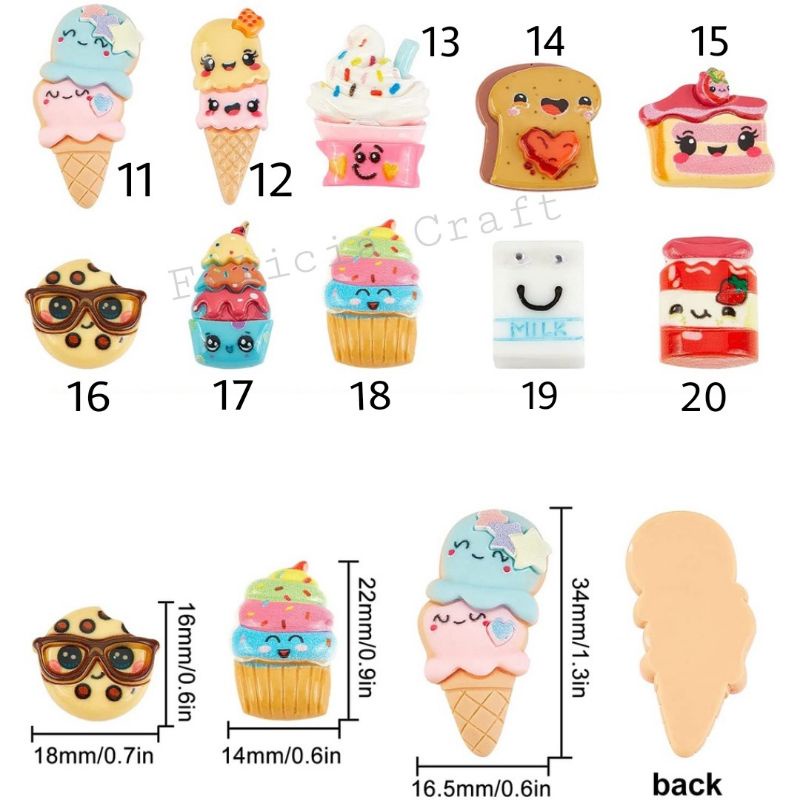 Resin cartoon food drink cake sweet shopkins