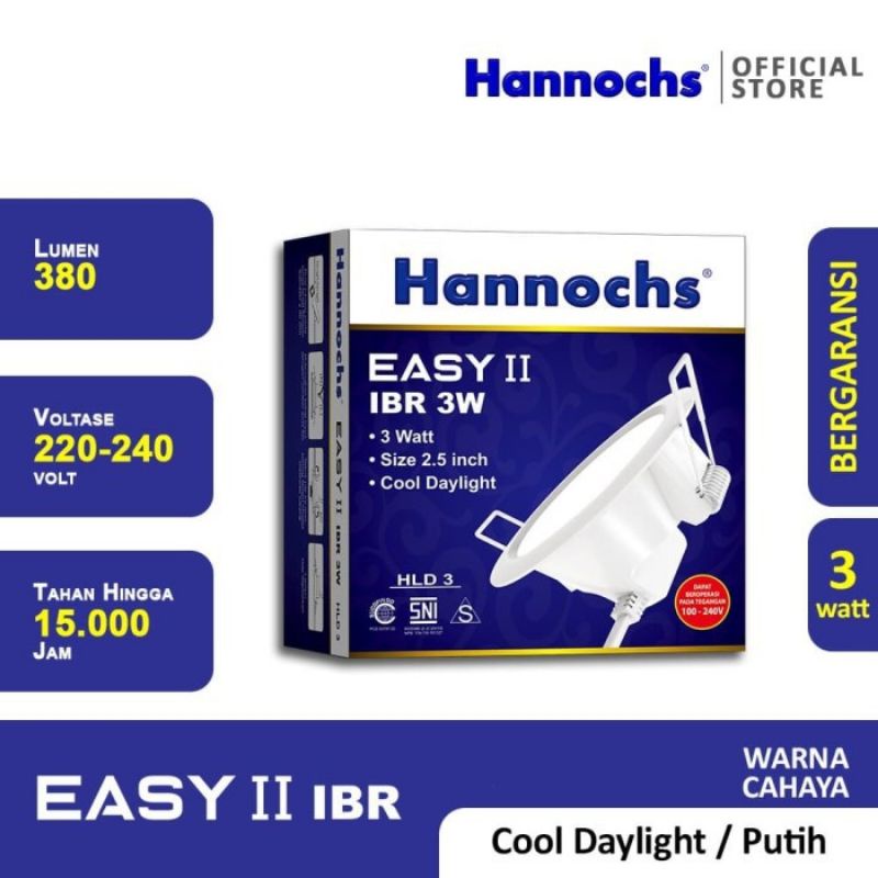 Promo Easy 3W IB Panel Bulat Putih Lampu Downlight LED Hannochs EASY 3w Bulat