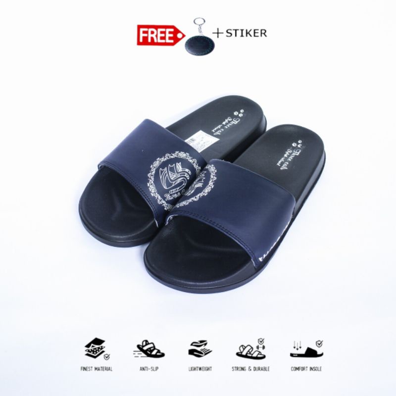 SANDAL SLOP THRE CATS LOGO/SANDAL/SANDAL SLOP/SANDAL SLOP PRIA/SANDAL SLOP WANITA/SANDAL WANITA/SAND