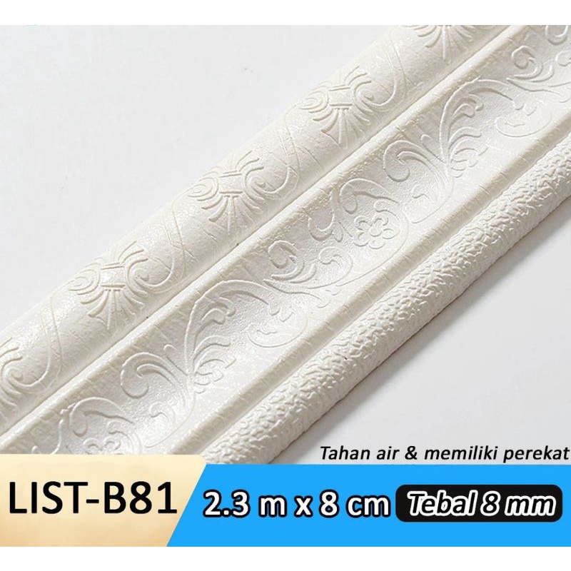Wallpaper List Foam 3D Sticker-Batik Putih Lbar 8cm
