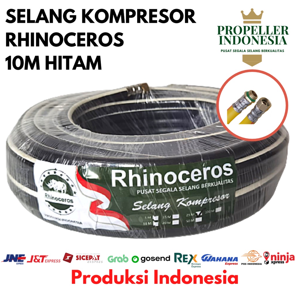 Selang Paket Kompresor Hitam RHINOCEROS 10M Selang Kompresor Angin Selang Kompresor Air