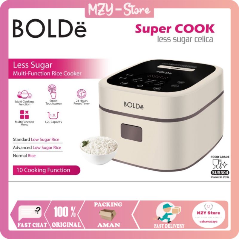 (FREE Hadiah) BOLDe Super Cook Less Sugar Celica Rice Cooker Bolde 1.2 Liter Tosca Beige - ORIGINAL