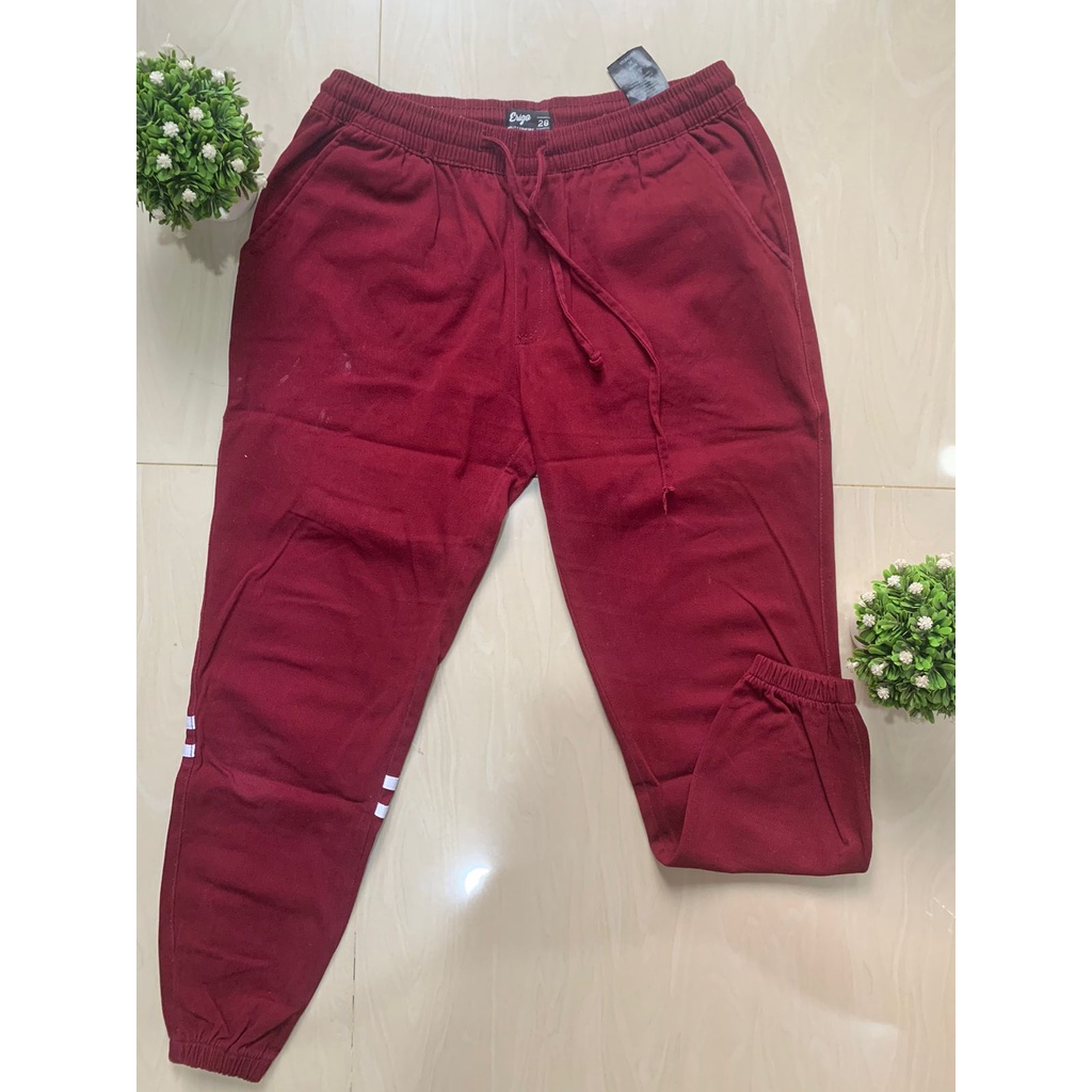 Preloved-Celana Jogger Erigo Merah Maroon SIZE 28 (Erigo jogger pants)