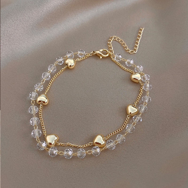 Perhiasan Gelang Kristal Ganda Desain Niche Untuk Wanita