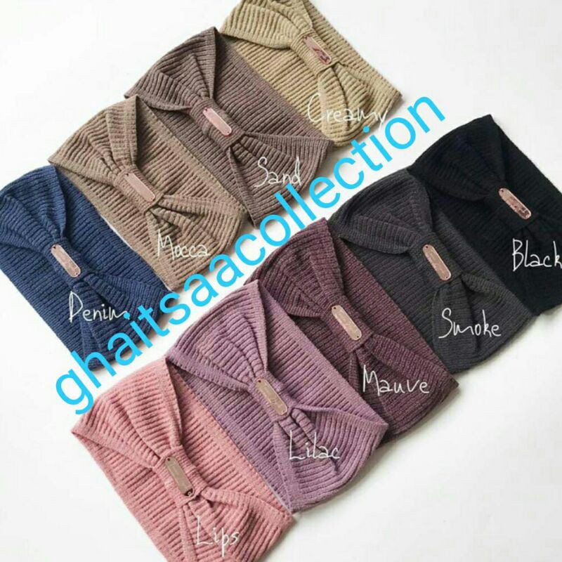 bandana rajut pita/ciput rajut premium pita