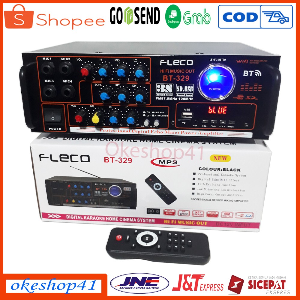 FLECO BT-329 Power Amplifier ampli Bluetooth Stereo Karaoke