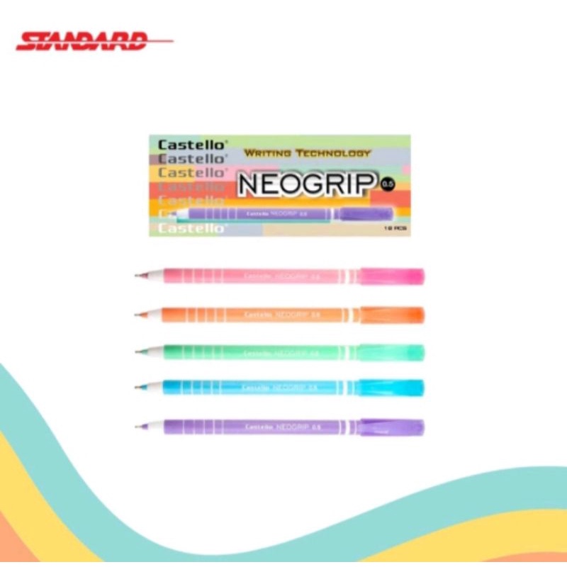 

Standard Pen Castello Neogrip Hitam Anti Macet Pulpen / Bolpoint / Bulpen