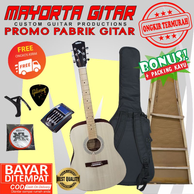 gitar akustik yamaha jumbo tanam besi