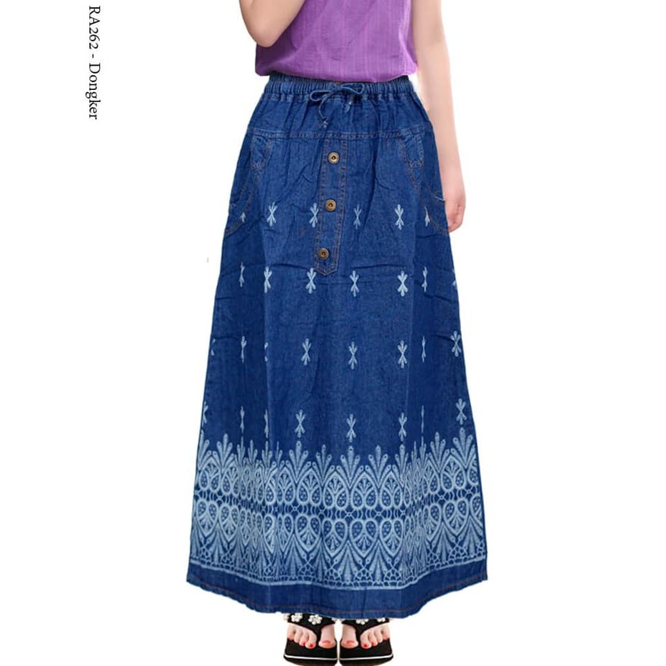 Rok Panjang Jeans Anak Motif Batik