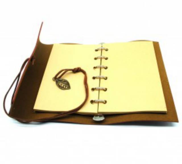 

lkjj Buku catatan binder kulit retro leaf kertas A6 brown coklat