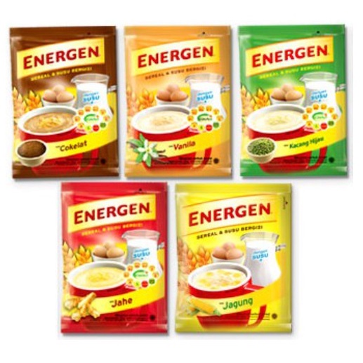 

Energen Varian / 10 Pcs @35 G I ENERGEN VANILLA I ENERGEN COKLAT I ENERGEN KACANG HIJAU I ENERGEN JAHE I ENERGEN JAGUNG I ENERGEN KURMA