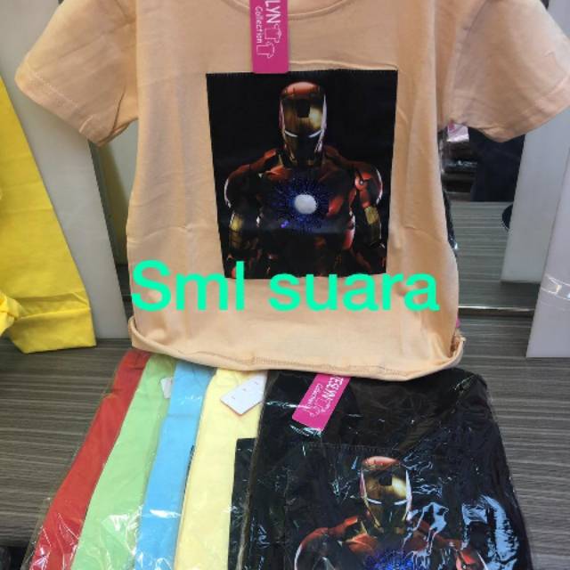 Kaos anak cowok musik lampu/baju anak music lampu SUPERHERO/kaos anak lampu led