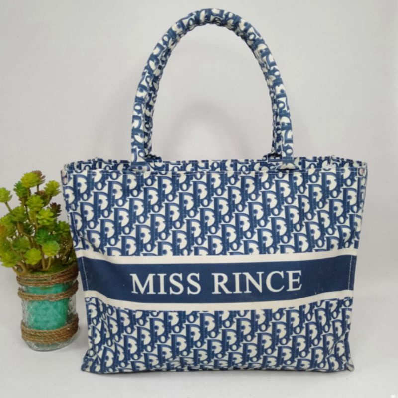 Tote Bag Miss Rince Large/ Tas Tote ala Dior/ Tas Tote Wanita warna Biru/ Preloved Bag Blue