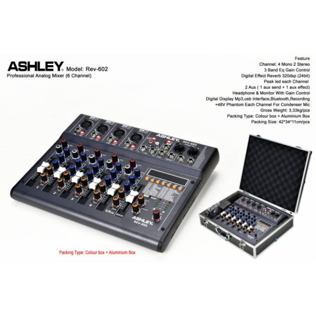 Mixer Ashley 6 Channel Rev-602 baru plus harcase aluminium