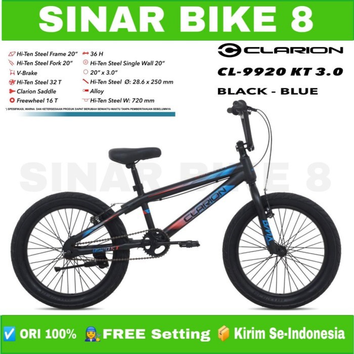 Sepeda Anak BMX Ukuran 20 Inch CLARION Ban Jumbo 3.0 BONUS Jalu