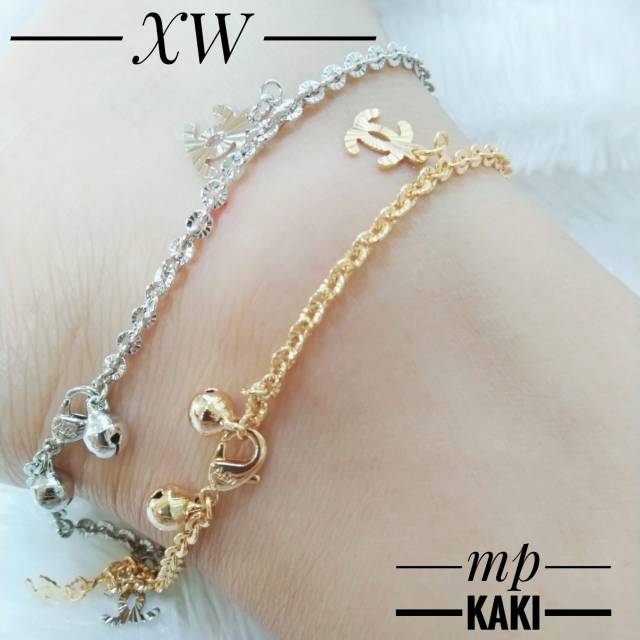 Gelang kaki xuping rantai nori ukir GK02005