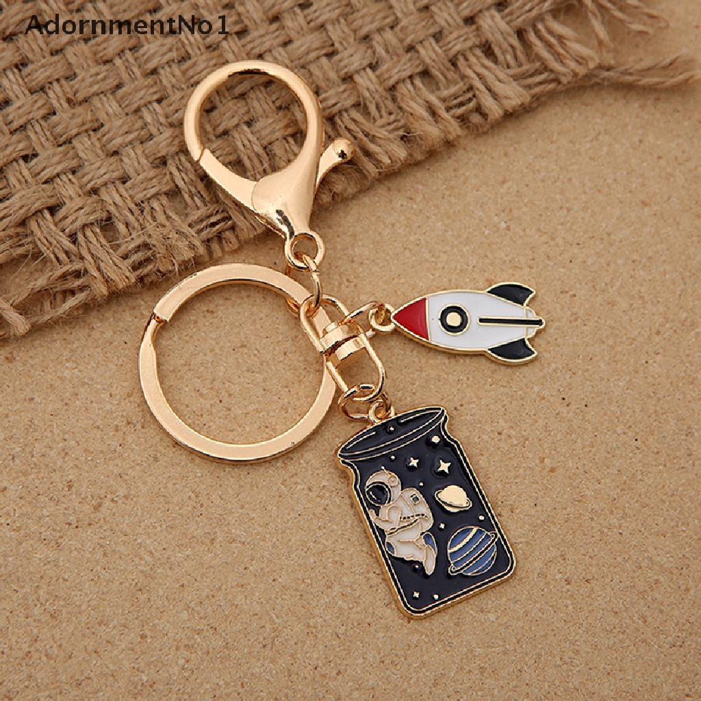 (AdornmentNo1) Gantungan Kunci Bentuk Astronot / Roket / Cosmonaut Bahan Metal