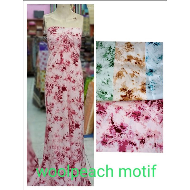 kain woolpeach motif/wolfis motif abstrak