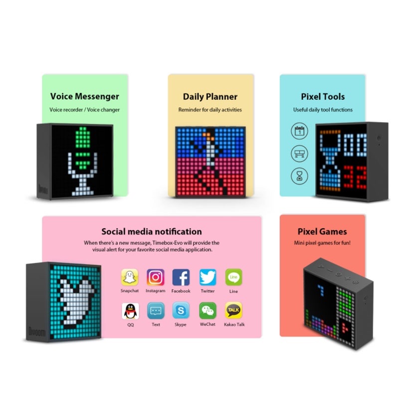 DIVOOM TimeBox-EVO - Portable Bluetooth Speaker Pixel Art LED Display