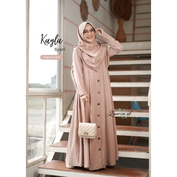 Kayla Syari Cappucinno by Zaneza | Set Syari Premium bahan Angelica Tebal