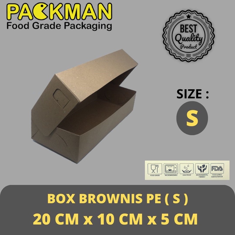 

KOTAK DUS KUE BROWNIES S / BOX ROTI CAKE BROWNIS SMALL - 20x10x5 - LAMINASI PE