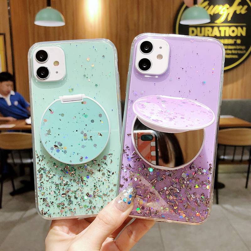 Round Mirror Case Xiaomi Redmi 8 Note 7 8 Pro 9 Glitter Casing SAMSUNG A11 A20S A50 A30S A50S A51