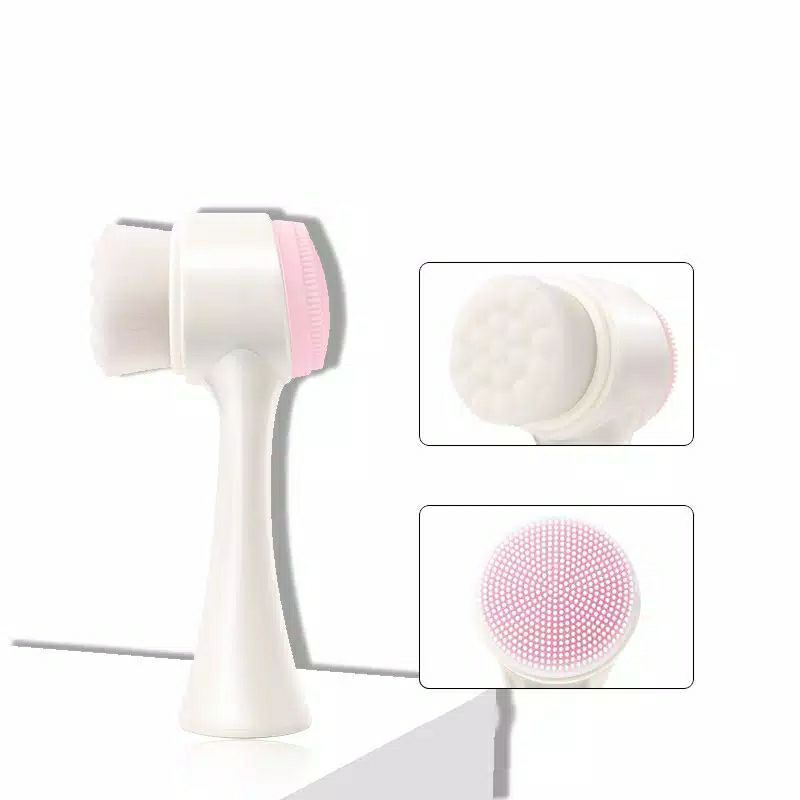 Sikat Wajah 2 Sisi Silikon/Facial Cleansing Brush double Action