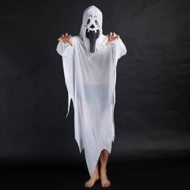 KOSTUM HANTU TENGKORAK DEWASA BAJU SERAM HALLOWEEN COSPLAY