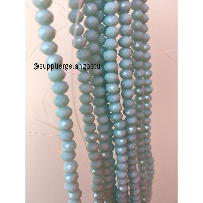 kristal Ceko Doff 6mm BIRU LAUT aquamarin cristal payet monte hiasan akeseoris craft fashion grosir