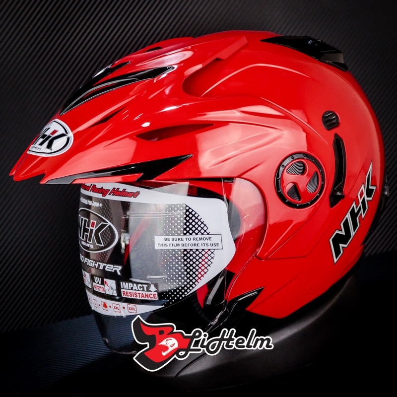 HELM NHK AVIATOR RED FERARI | SNI Half Face Helmet | DOUBLE VISOR
