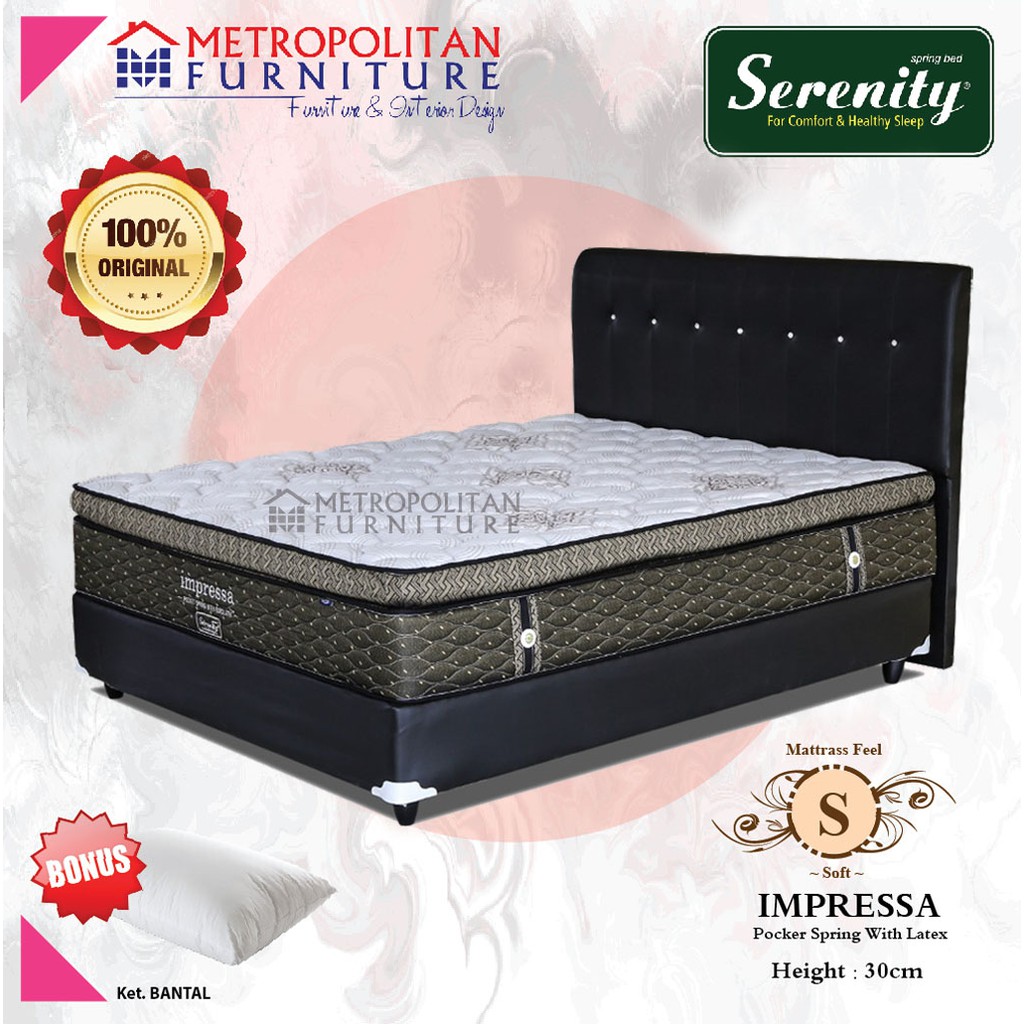 Elite Springbed Serenity Impressa Pocket Latex Full Set Kasur Spring