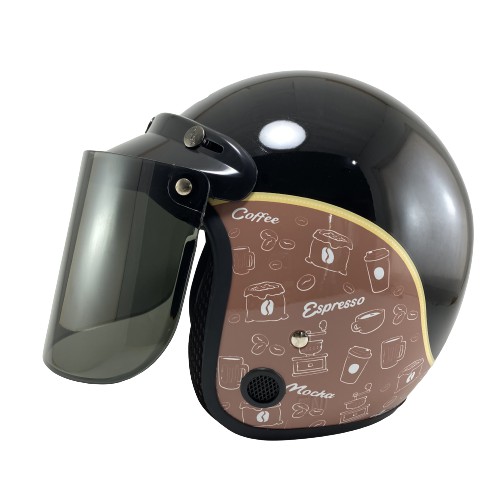 Helm Bogo Dewasa Pria Wanita Helem Retro Motor Sni Kekinian Cowok Cewk Motif Keren KOPI COFFEE