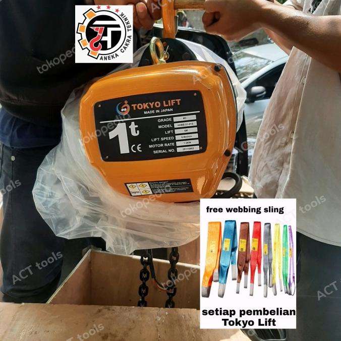 Jual electric chain hoist 1 ton 6 meter 380V Tokyo Lift made in japan