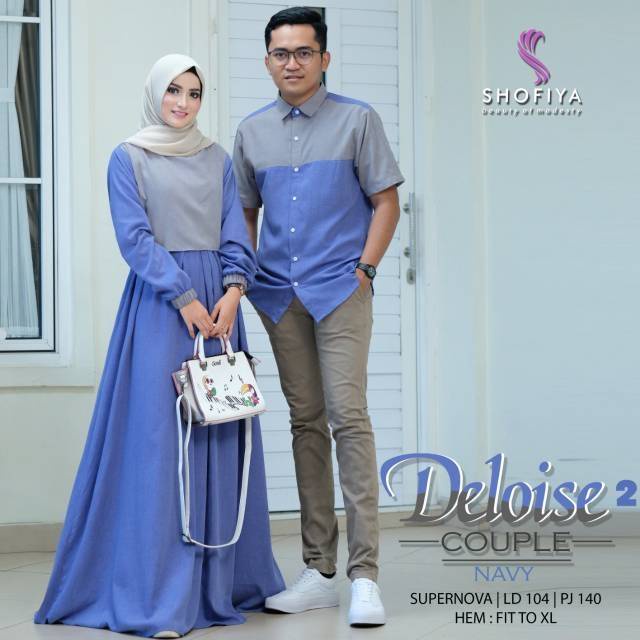 DELOISE COUPLE SET 2IN1 Supernova Dapat Dress + Kemeja Baju Couple Terbaru Setelan Wanita Pria Moder