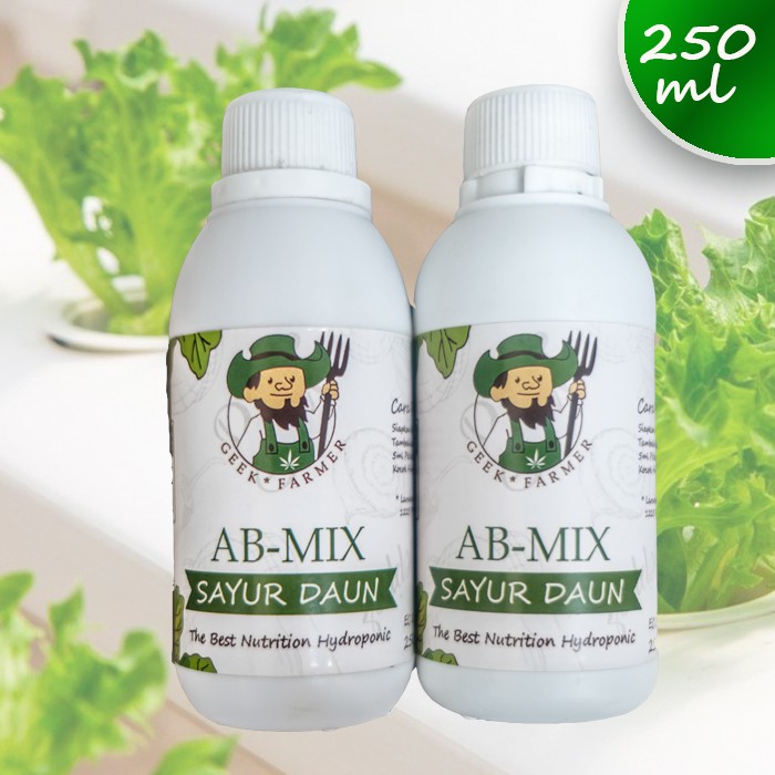 Pupuk-Nutrisi Hidroponik AB Mix Cair 250ml Sayur Daun (Geek Farmer)