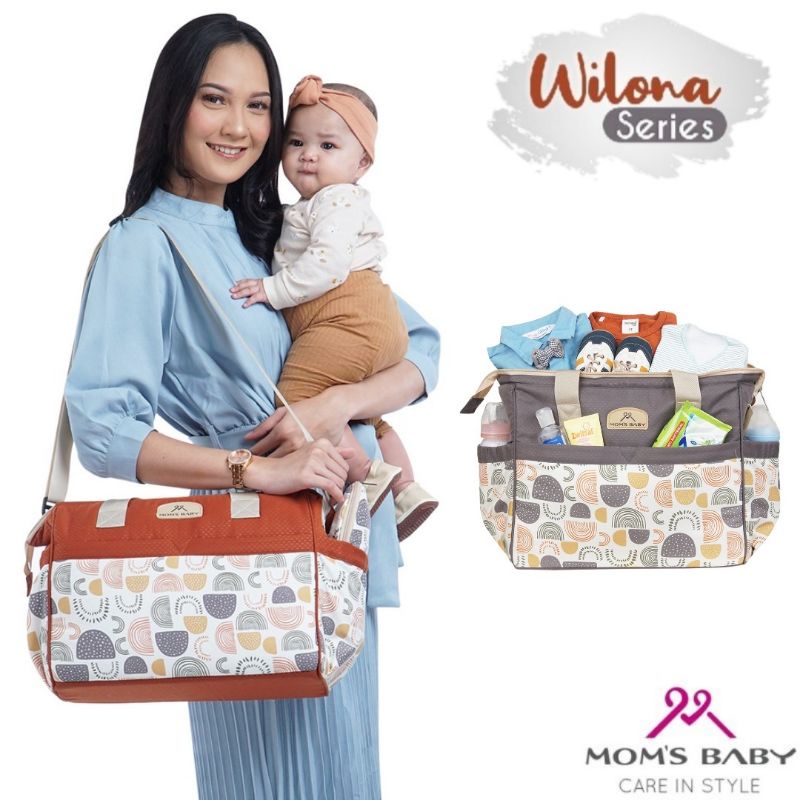 Moms Baby Tas Bayi Besar + Tempat Botol Susu Wilona Series