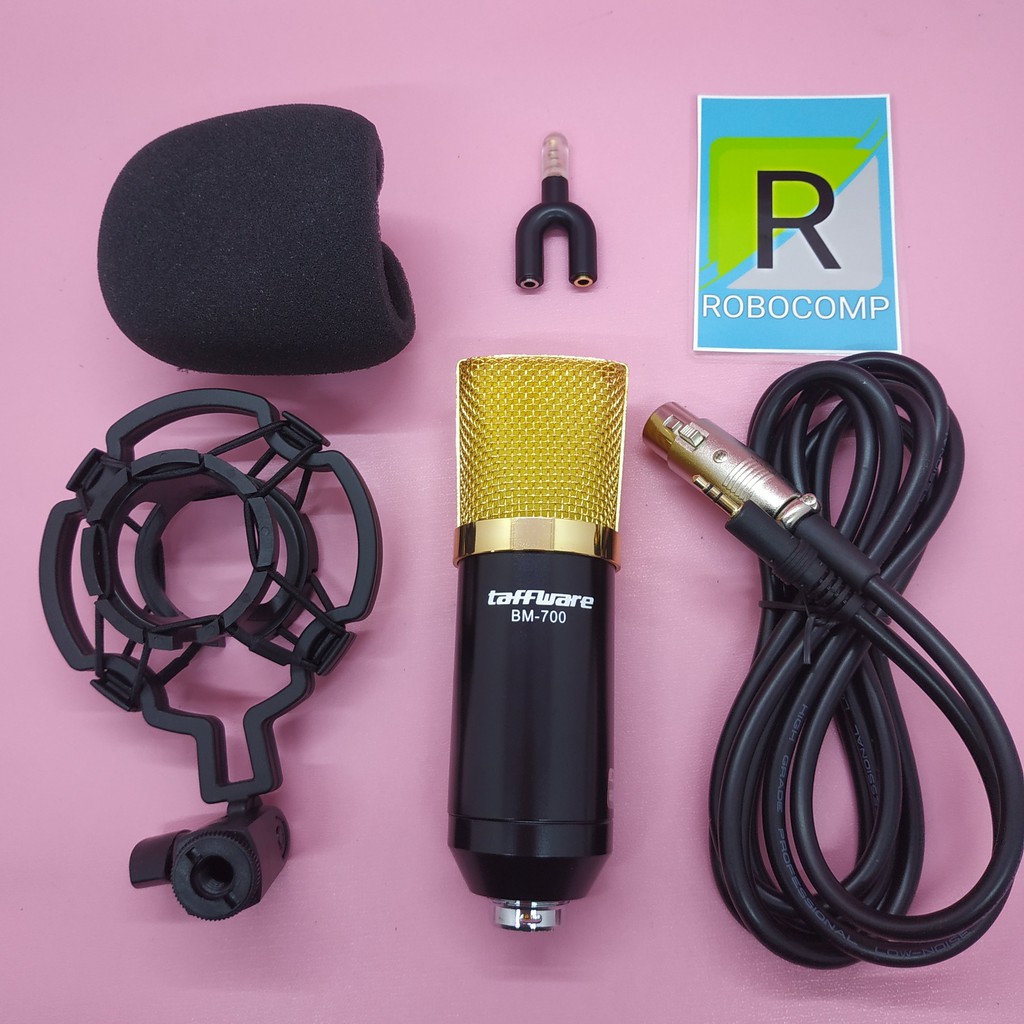 MICROPHONE BM700+AUDIO SPLITTER PAKETAN MURAH