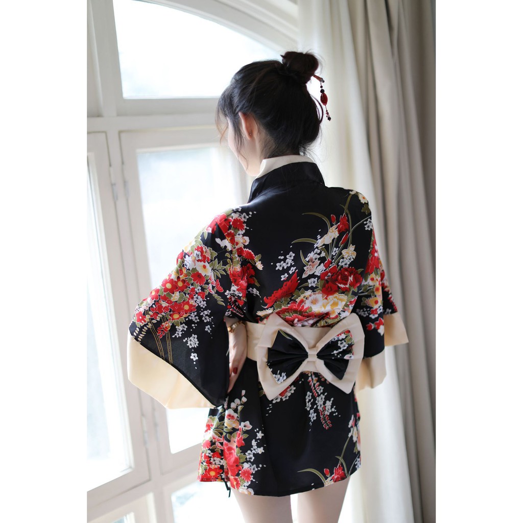 (COD) Set Kimono Wanita Sexy Thong Dicetak Lingerie Sexy Jepang Cosplay Lingerie A507-