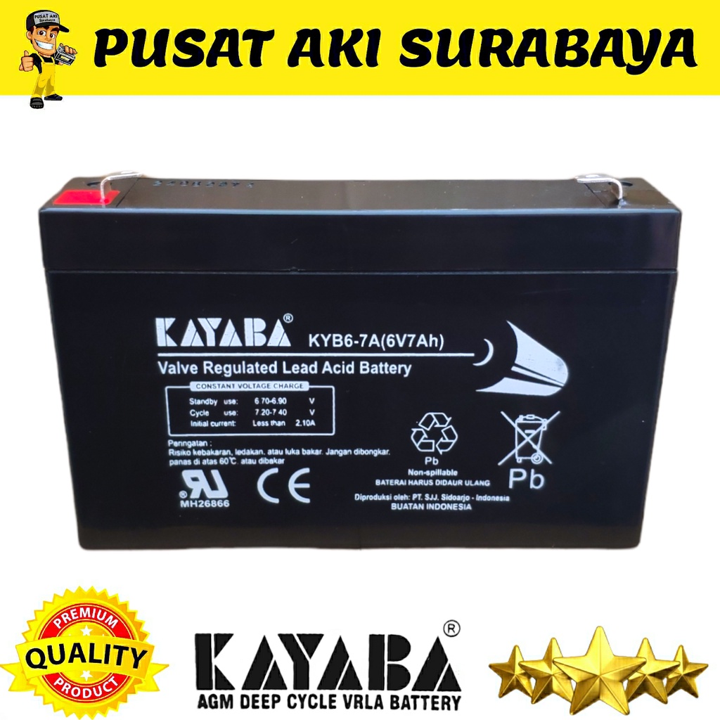 KAYABA 6V 7AH VRLA BATTERY MOTOR MAINAN ANAK MOBILAN AKI TOYS CAR RIDE ON CAR RECEIVER CHARGER 6 VOL