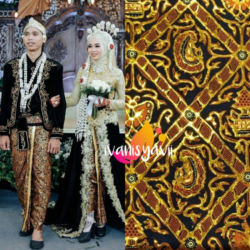 Sepasang Jarik Pengantin Prodo (isi 2), Motif Luhur Hitam