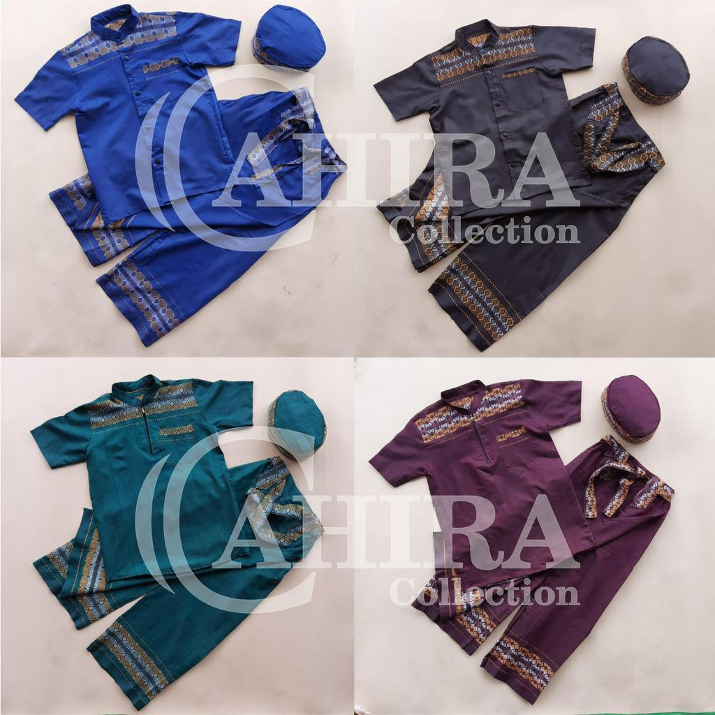 SARKOCI MOTIF SONGKET SARUNG CELANA KOKO DAN PECI ANAK BAJU MUSLIM SATU SET