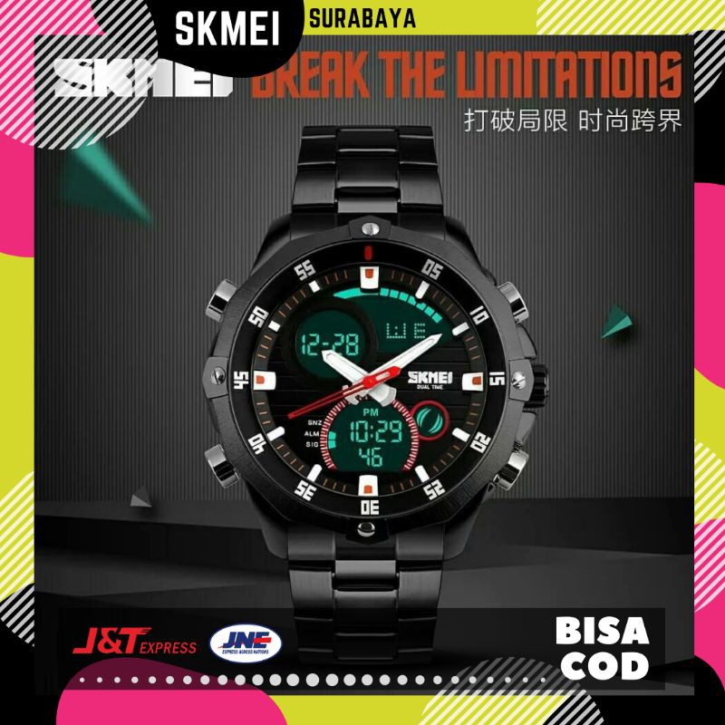 [ COD - FREE BOX ] SKMEI 1146 ORIGINAL JAM TANGAN PRIA ANTI AIR WATERPROOF SURABAYA DUALTIME