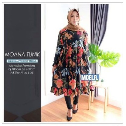 Moana tunik motif monalisa terbaru busui friendly  JUMBO dan standar oversized motif bunga kekinian