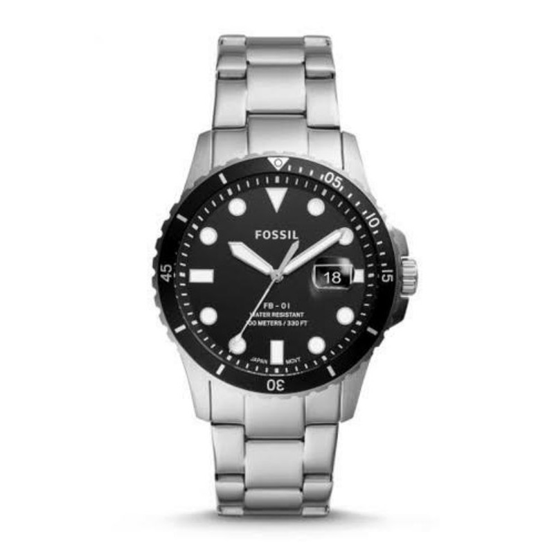 Fossil FB-01 Three-Hand Date Stainless Steel Watch - FS5652 - Jam Tangan Pria Original