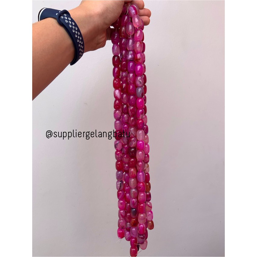 batu alam Penden tabung purple agate 2 x 1,5 cm bahan gelang kalung