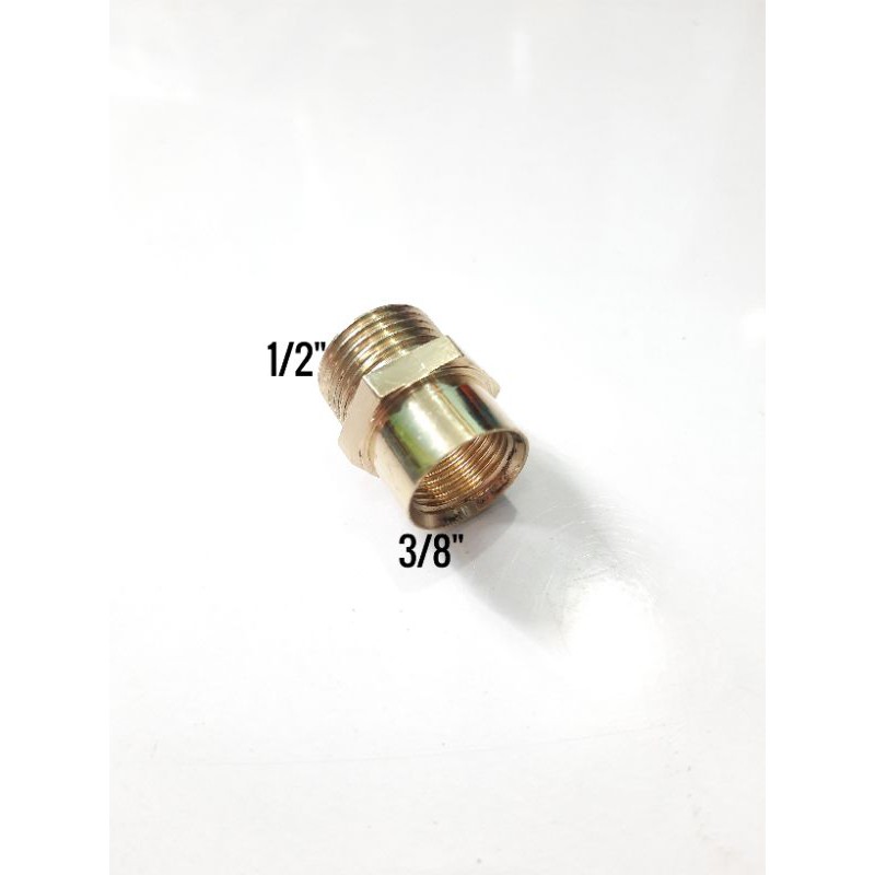 Sok kran pendek Drat Dalam 3/8&quot; × Drat Luar 1/2&quot; KUNINGAN